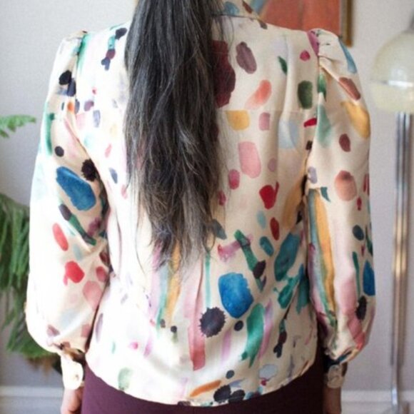 Samantha Pleet Enchantment Blouse | Palette Abstract Print Size Small - Picture 2 of 4